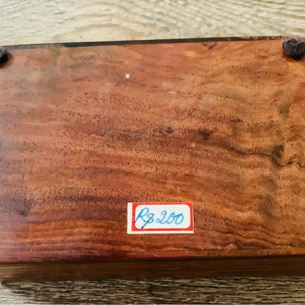 vintage wooden box with metal file